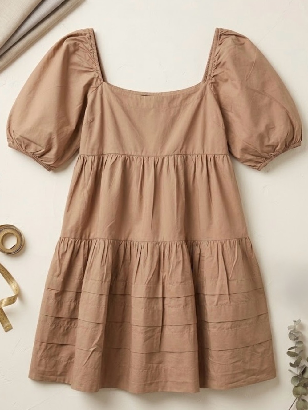 american eagle dress brown Outfitters Mauve Puff Sleeve Tiered Mini BLACK FRIDAY SALE - bucket:Powder Pink Blooms Lightweight woven cotton/V Color:Multicolor Bright